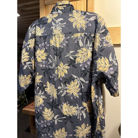 Campia Moda Men’s L Blue Floral Short Sleeve Button Down Cotton Hawaiian Shirt - Picture 12 of 12
